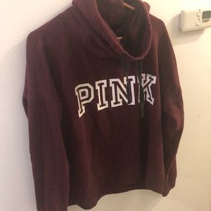 Pink high neck hoodie maroon size large